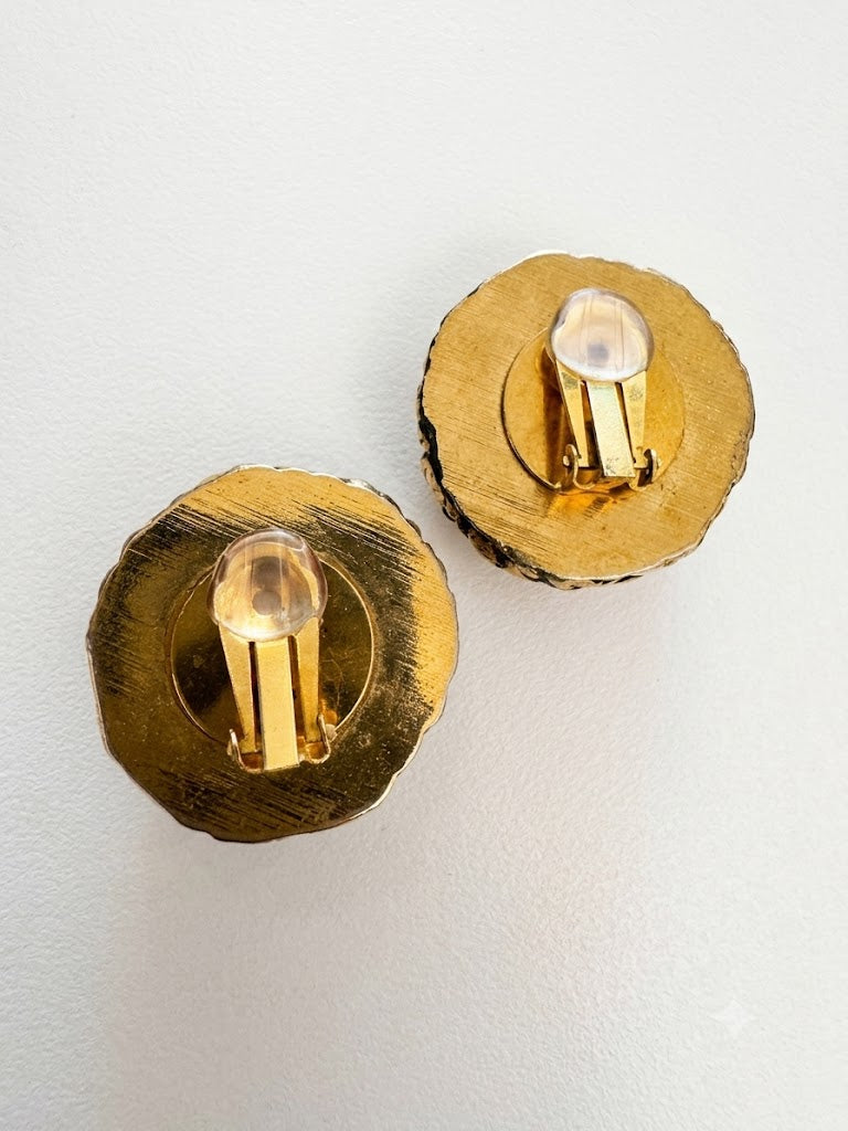 Vintage Textured Dome Clip On Earrings
