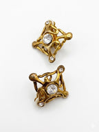 Vintage Modernist Brutalist Rhinestone Earrings