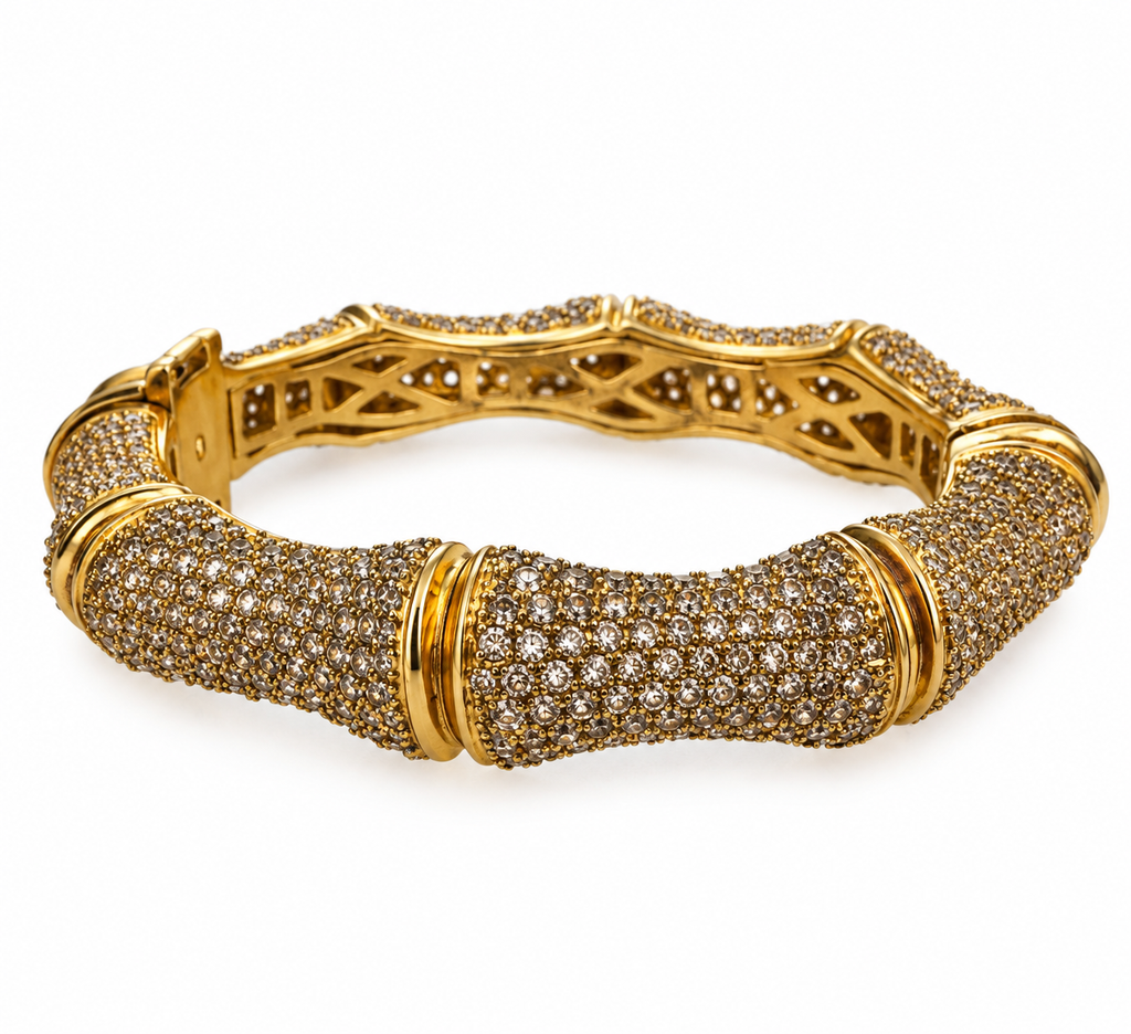 Vintage Pavé Crystal Gold Tone Link Bracelet