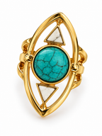 Vintage Turquoise Geometric Openwork Ring
