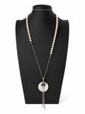 Vintage Mother of Pearl Faux Pearl Tassel Necklace