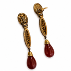 Vintage DeLuigoro Art Deco Carnelian Drop Clip On Earrings