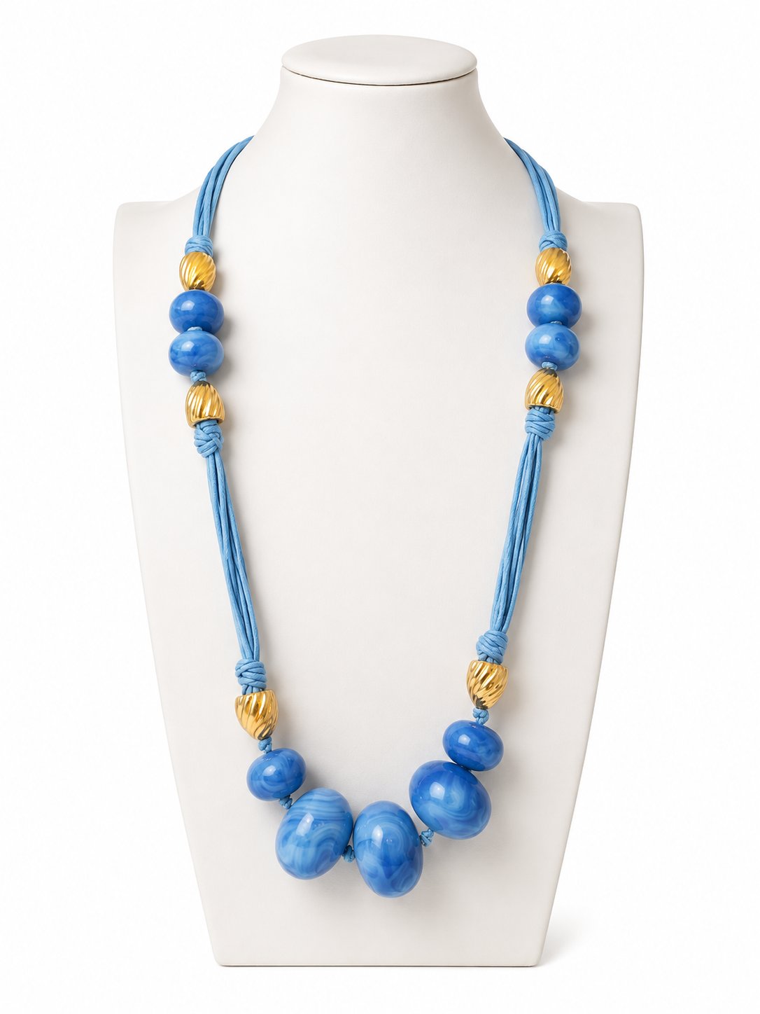 Les Bernard Vintage Blue Statement Beaded Necklace