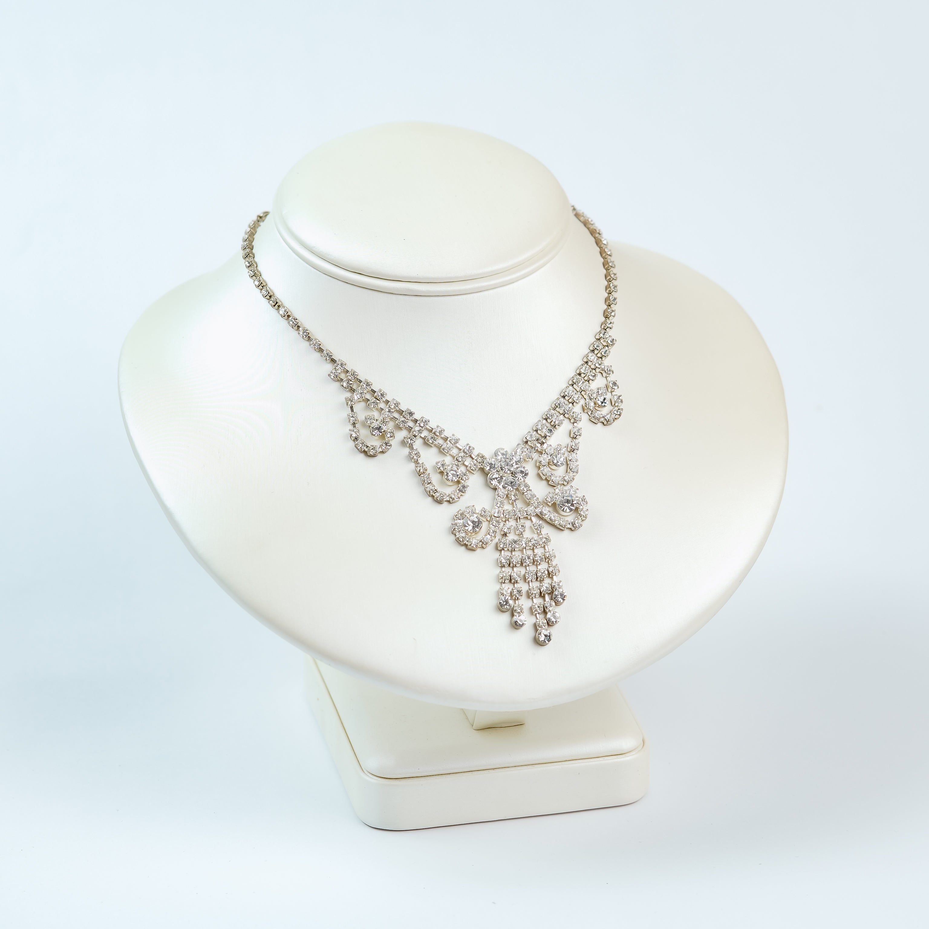 Vintage Rhinestone Chandelier Necklace Romantic Bridal Style
