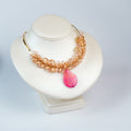 Vintage Couture Pink Statement Necklace Romantic Floral Style