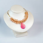 Vintage Couture Pink Statement Necklace Romantic Floral Style
