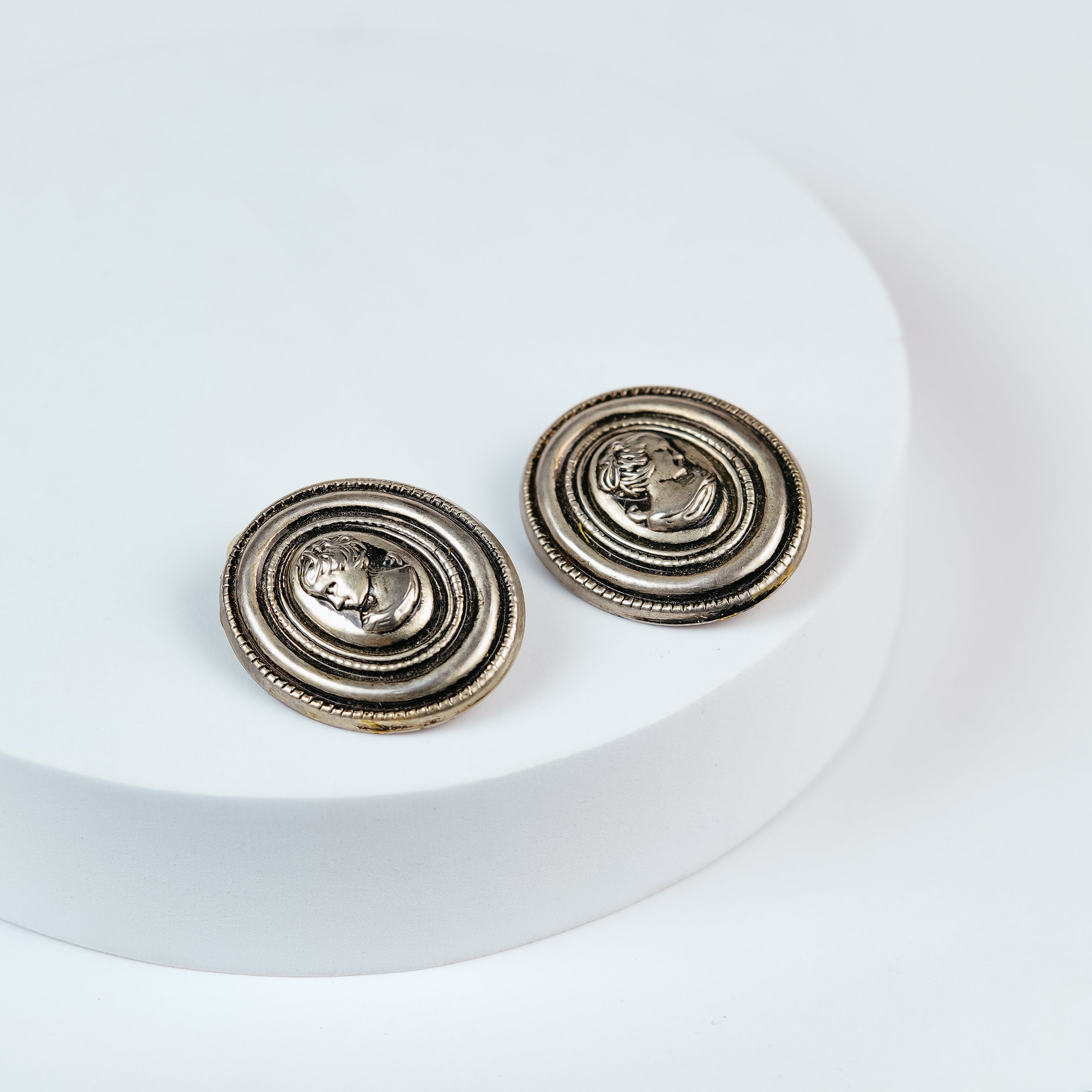Vintage Cameo Medallion Earrings