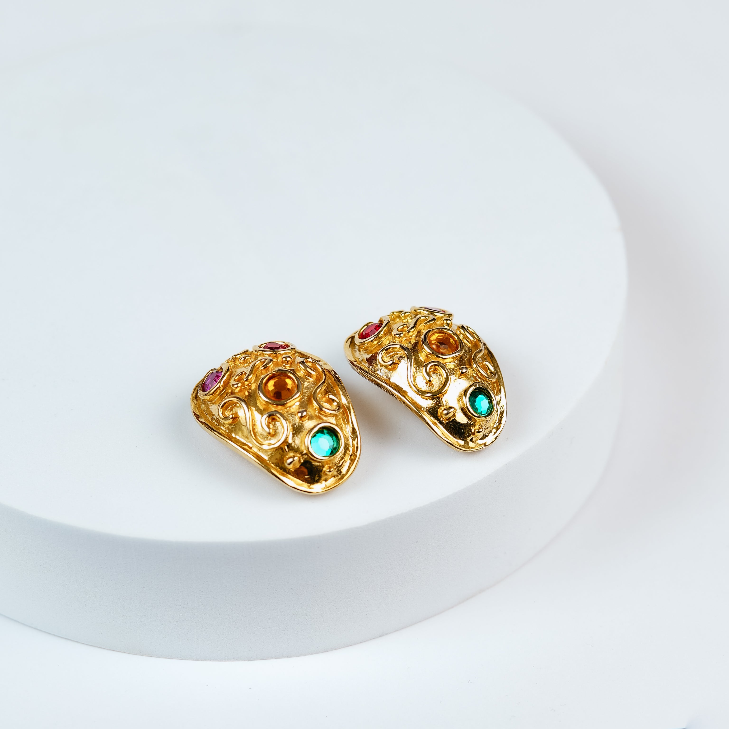 Vintage Baroque Cabochon Earrings