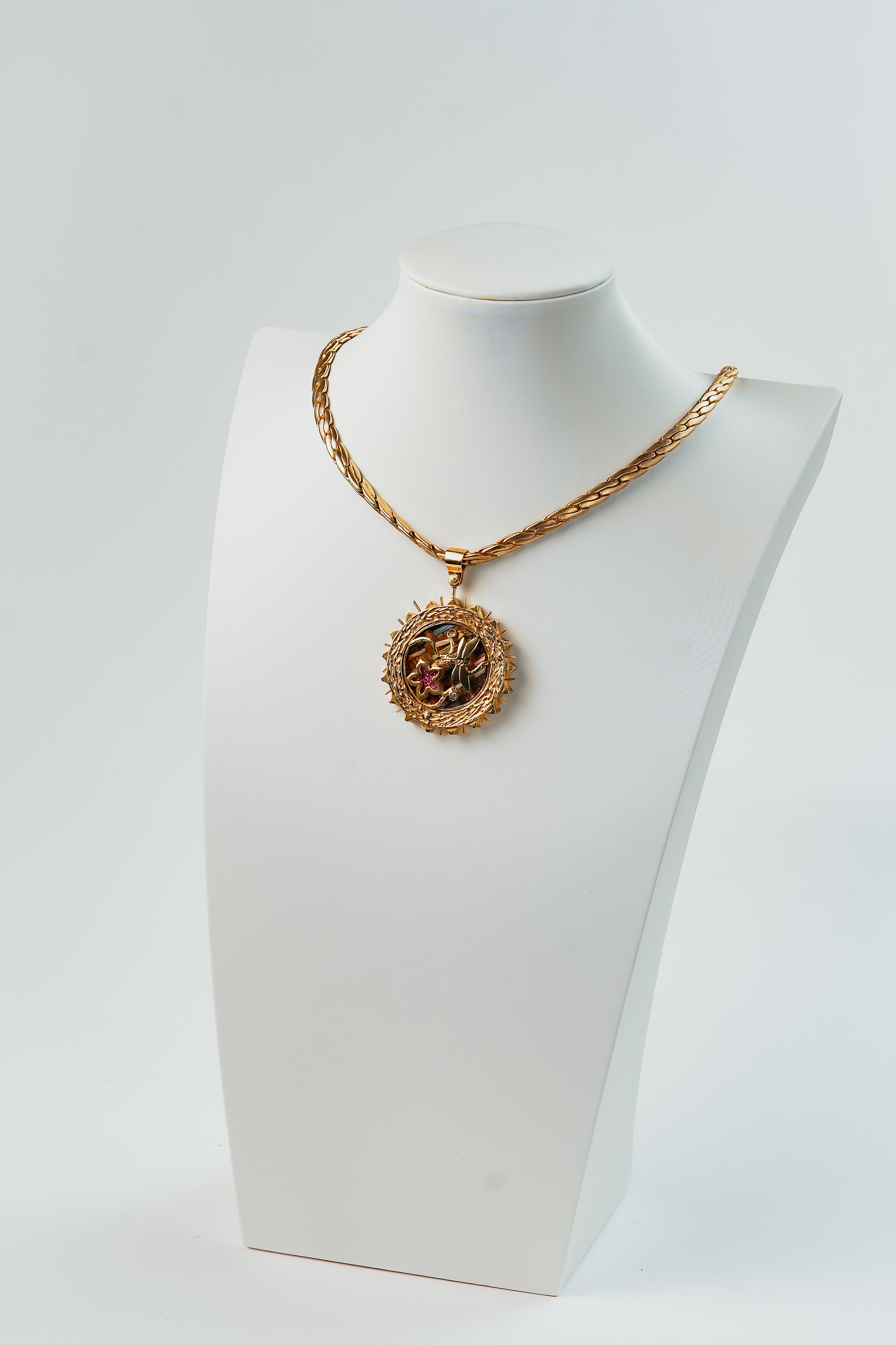 Vintage Cherub Medallion Pendant Necklace