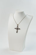 Vintage Glass Stone Cross Pendant Necklace