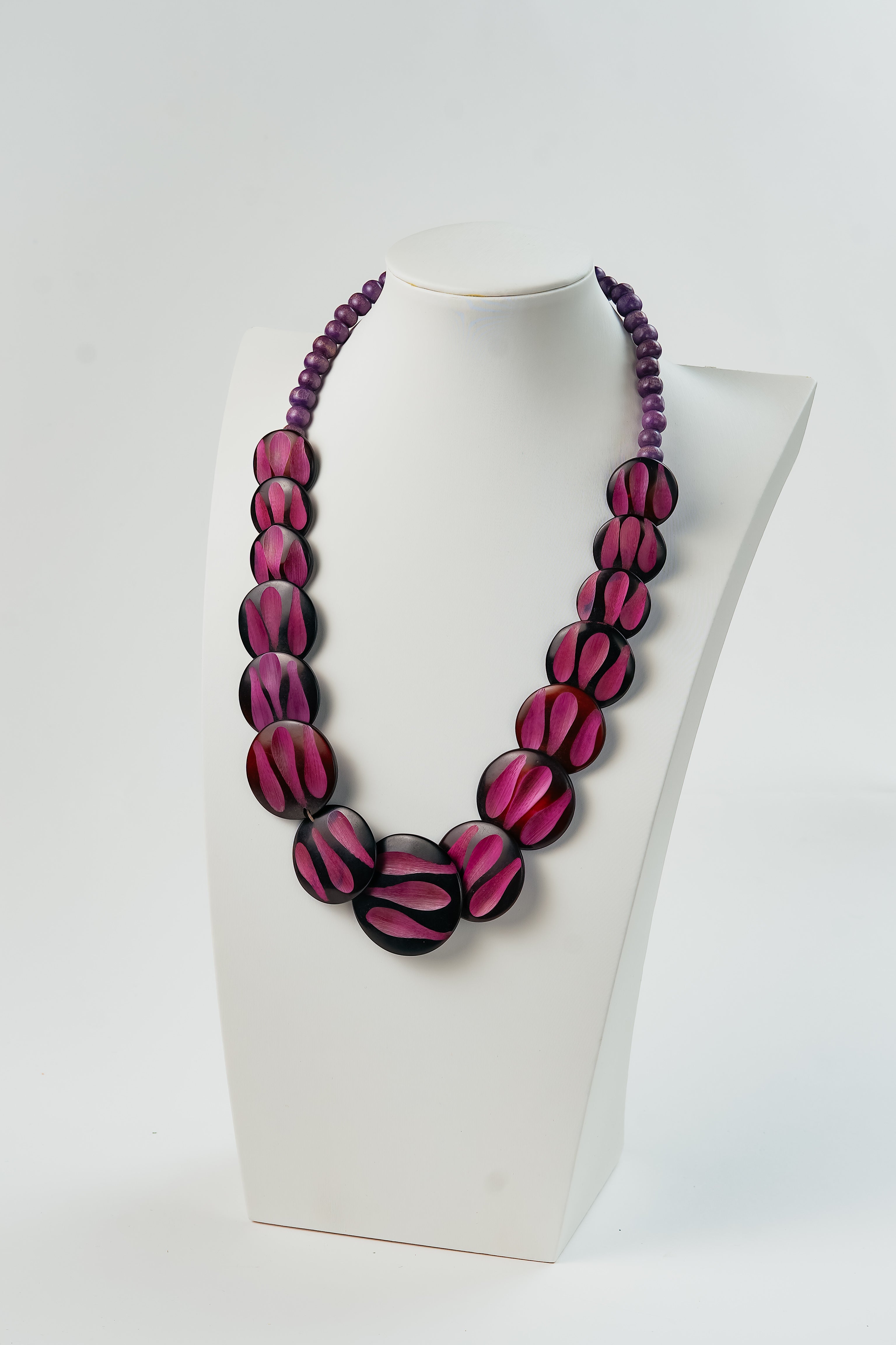 Vintage Wooden Statement Necklace Bold Funky
