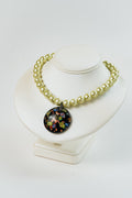 Vintage Faux Pearl Glass Pendant Necklace