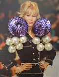 Vintage Purple Sequin & Faux Pearl Drop Earrings