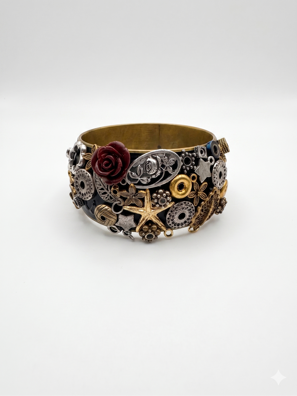 Vintage Mixed Metal Embellished Statement Cuff