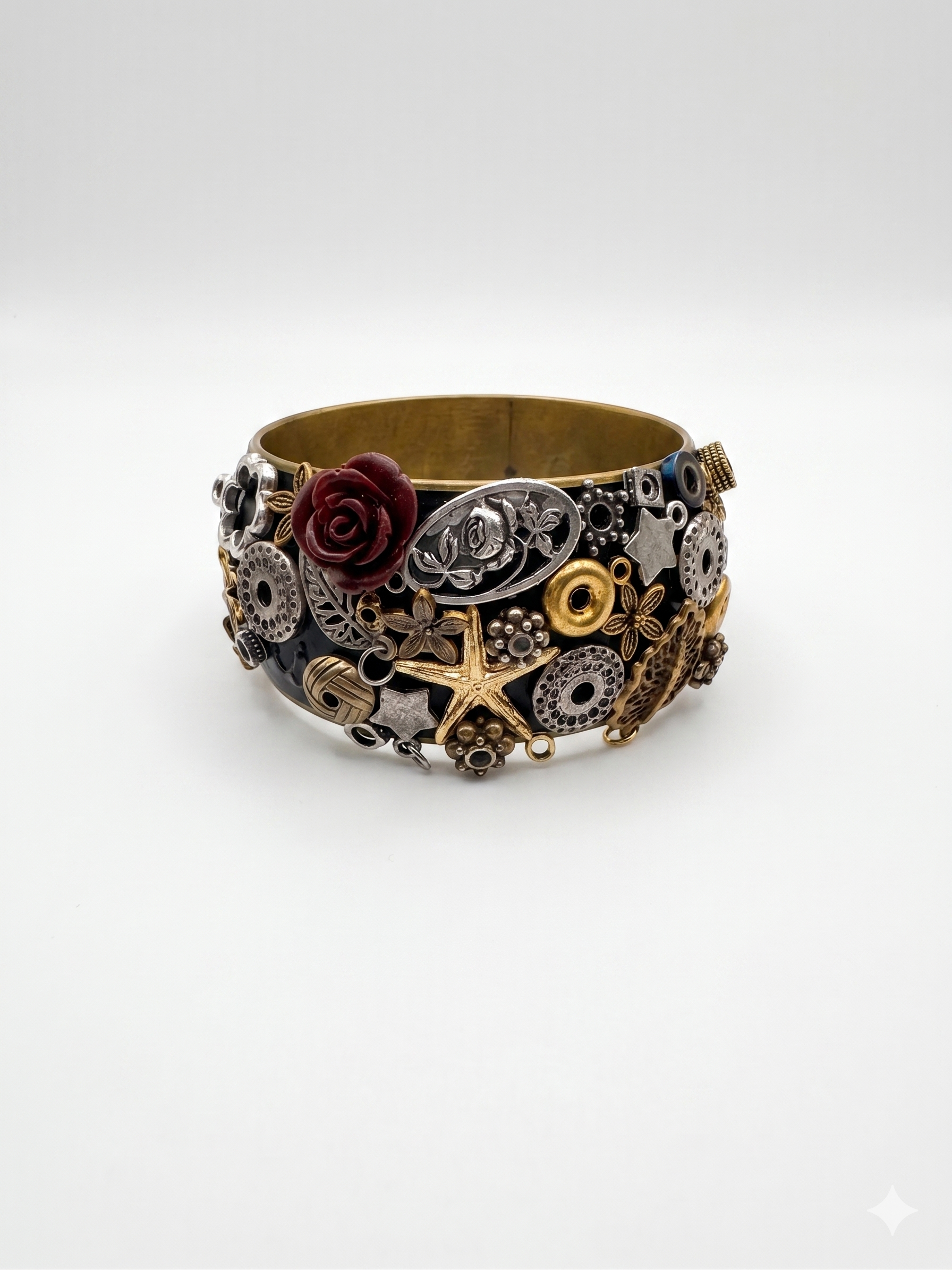 Vintage Mixed Metal Embellished Statement Cuff
