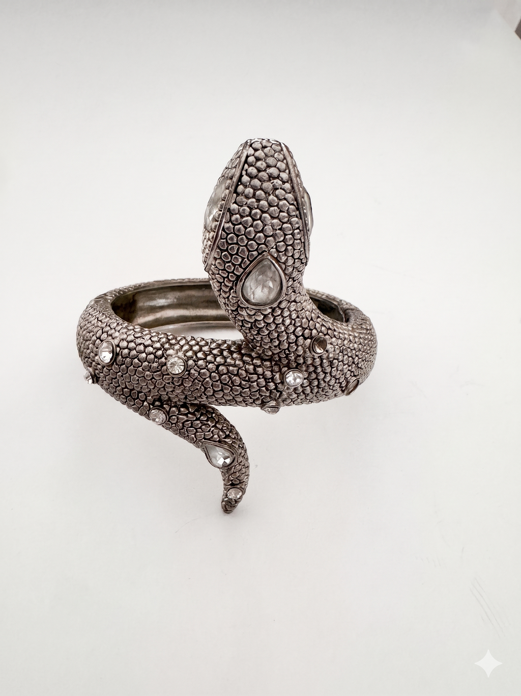 Sculptural Serpent Wrap Bracelet with Crystal Accents