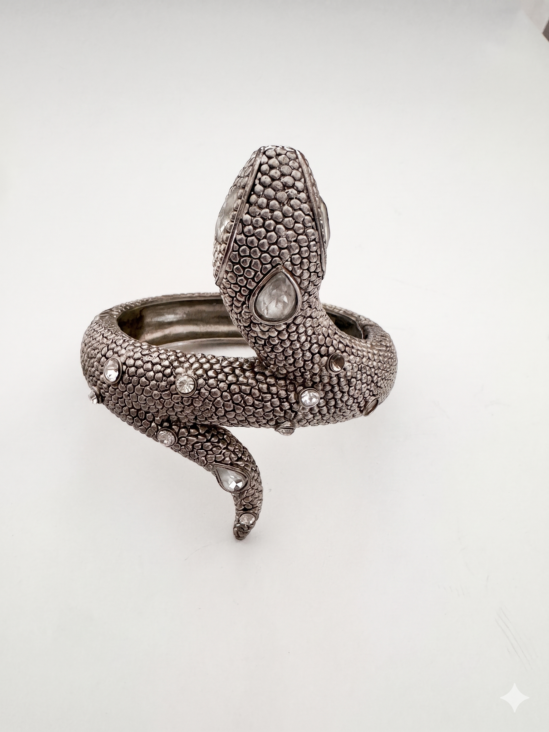 Sculptural Serpent Wrap Bracelet with Crystal Accents