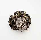 Vintage Victorian Revival Crystal Peacock Hinged Statement Bangle