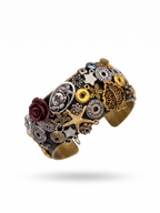 Vintage Mixed Metal Embellished Statement Cuff