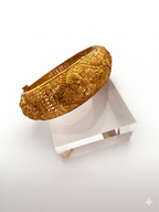 Ornate 22K Gold-Plated Filigree Bangle with Floral Repoussé