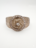 Silver-Tone Mesh Sliver Wire Cuff with Crystal Halo