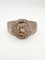 Silver-Tone Mesh Sliver Wire Cuff with Crystal Halo