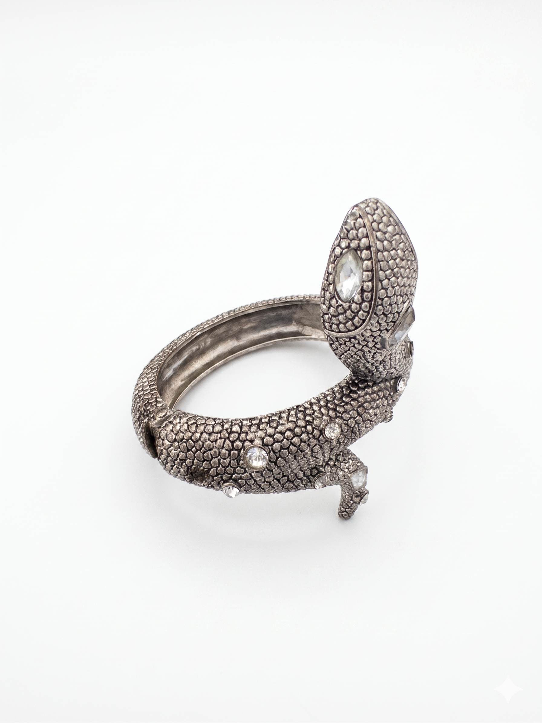 Sculptural Serpent Wrap Bracelet with Crystal Accents