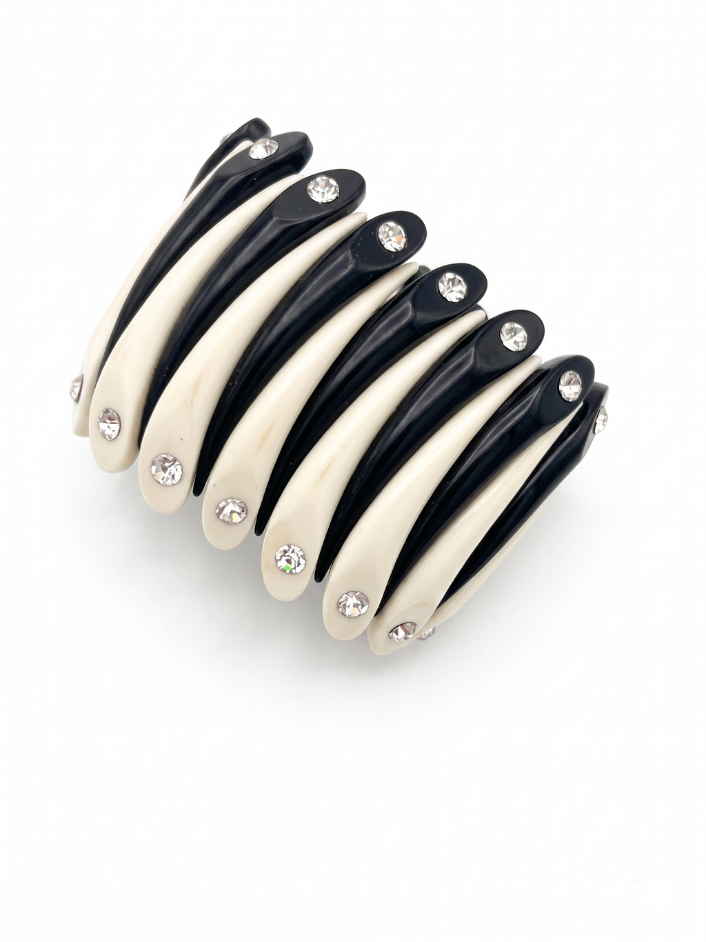 Monochrome Art Deco Stretch Bracelet with Crystal Insets