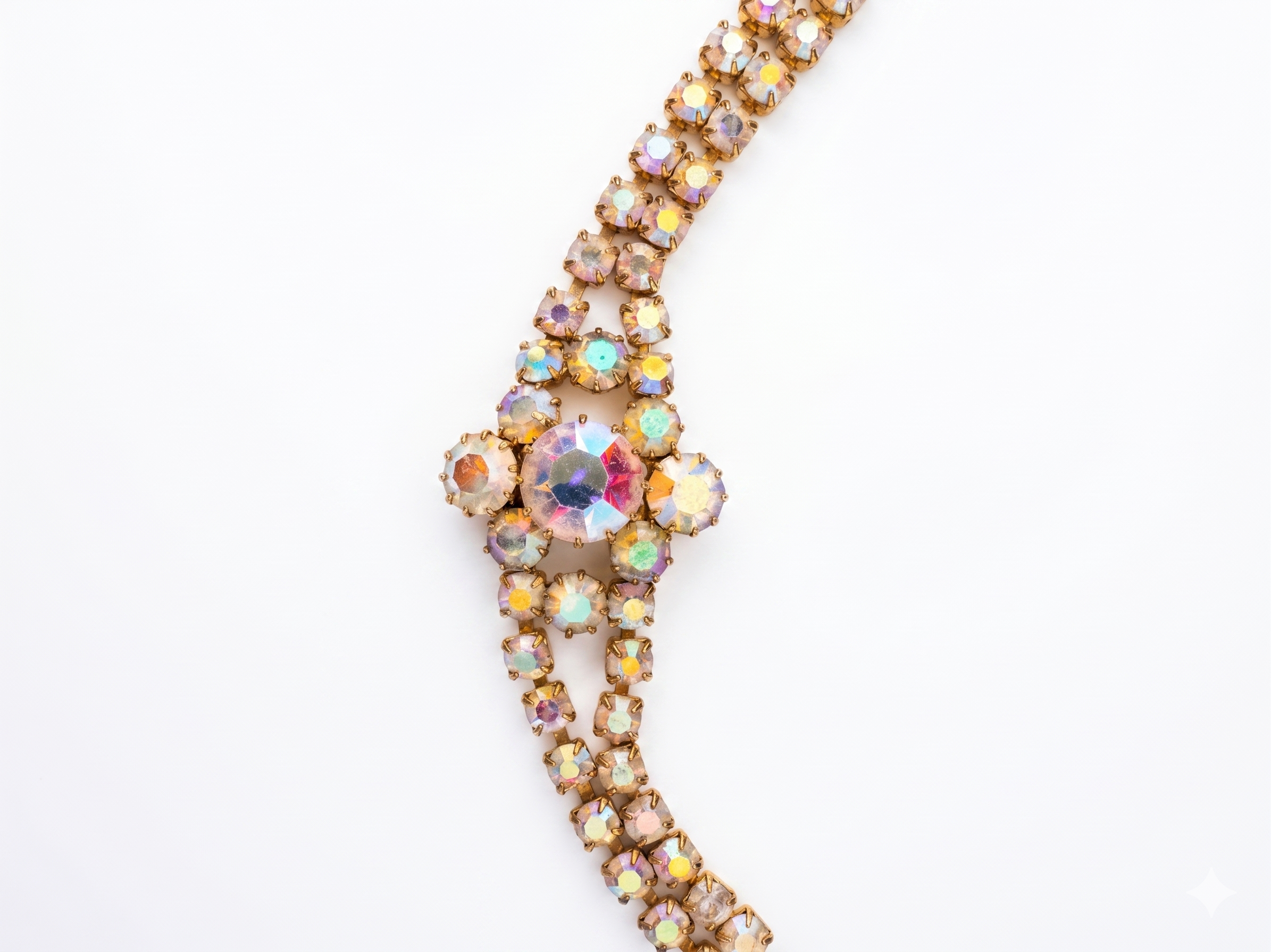 Vintage Aurora Borealis Crystal Double Strand Bracelet