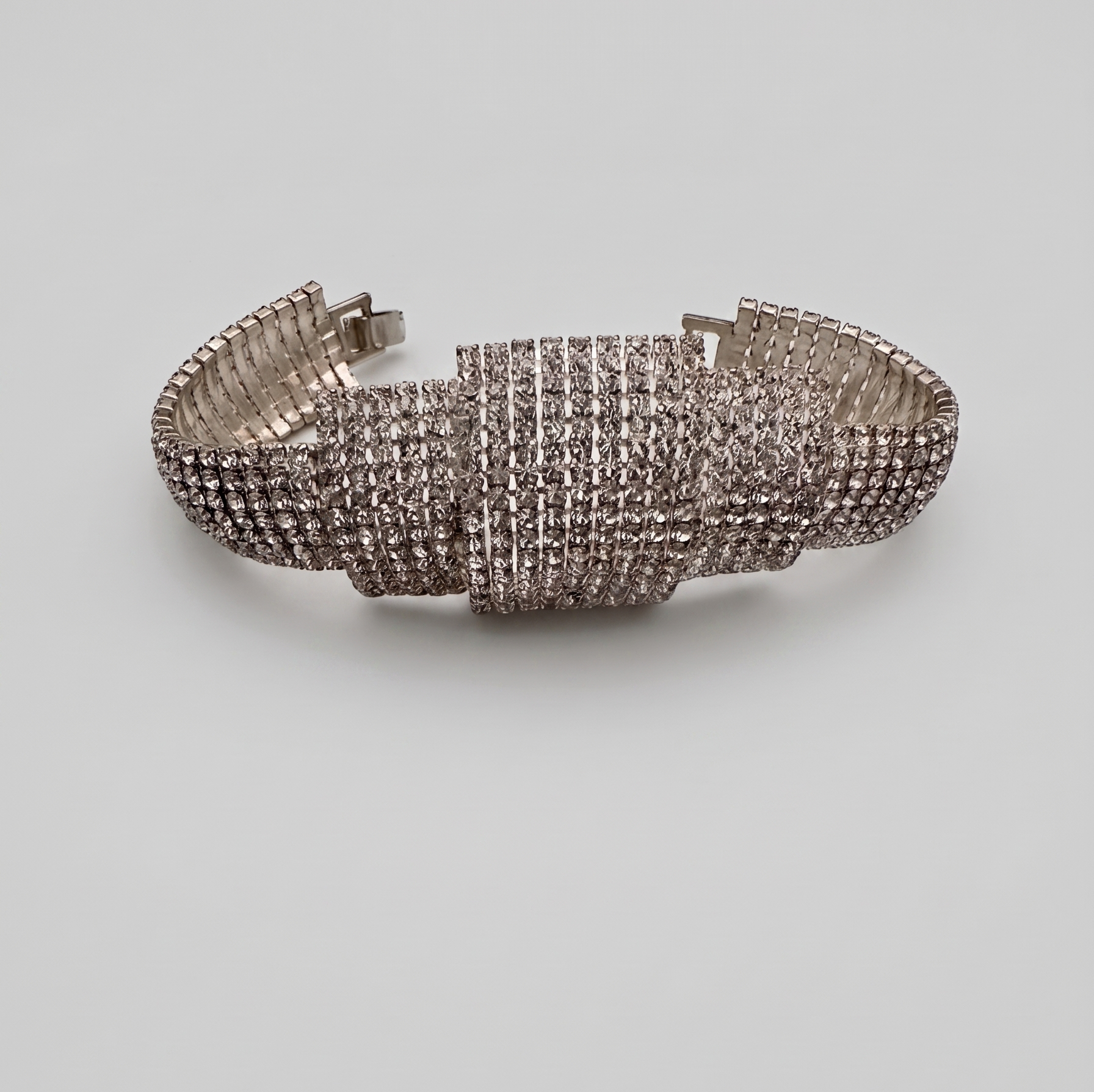 Contemporary Hollywood Glamour Tiered Crystal Bracelet