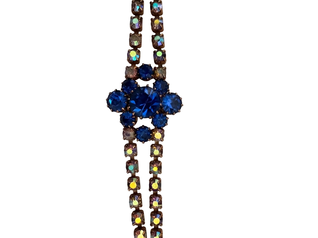 Vintage Aurora Borealis Crystal Double Strand Bracelet