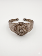 Silver-Tone Mesh Sliver Wire Cuff with Crystal Halo