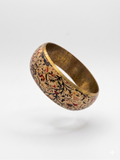 Vintage Bohemian Hand-Painted Enamel Floral Brass Bangle