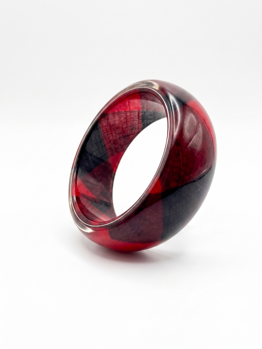 Vintage Red and Black Lucite Statement Bangle Bracelet