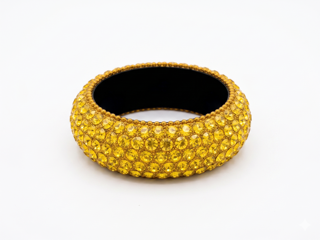 Vintage Yellow Lucite Dome Statement Bracelet