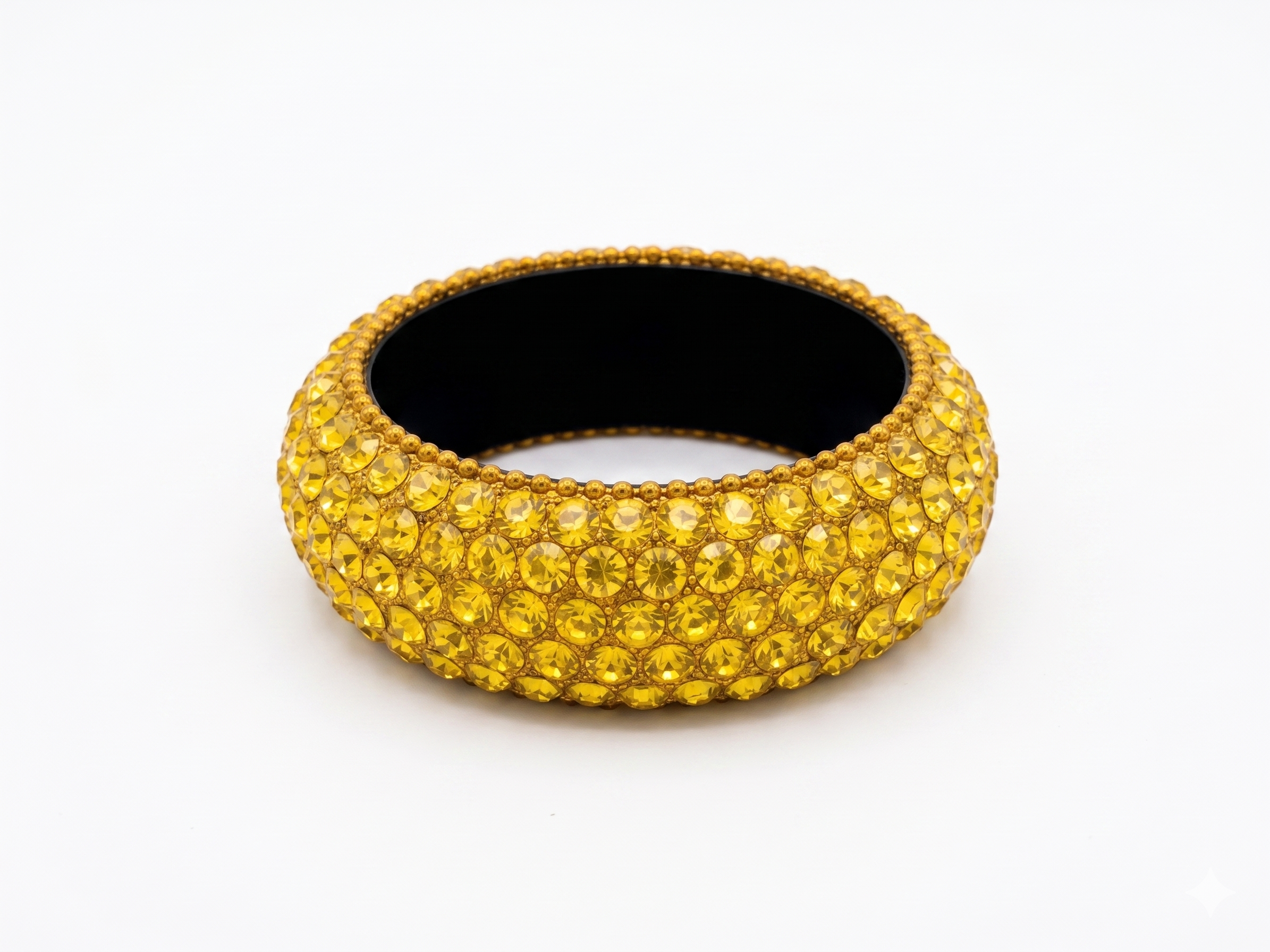 Vintage Yellow Lucite Dome Statement Bracelet