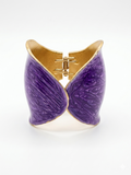 Vintage Gold and Purple Hinged Statement Bracelet
