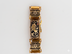 Vintage Toledo Damascene Bird Motif Panel Bracelet