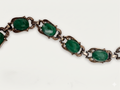 Vintage Green Glass Cabochon Link Bracelet