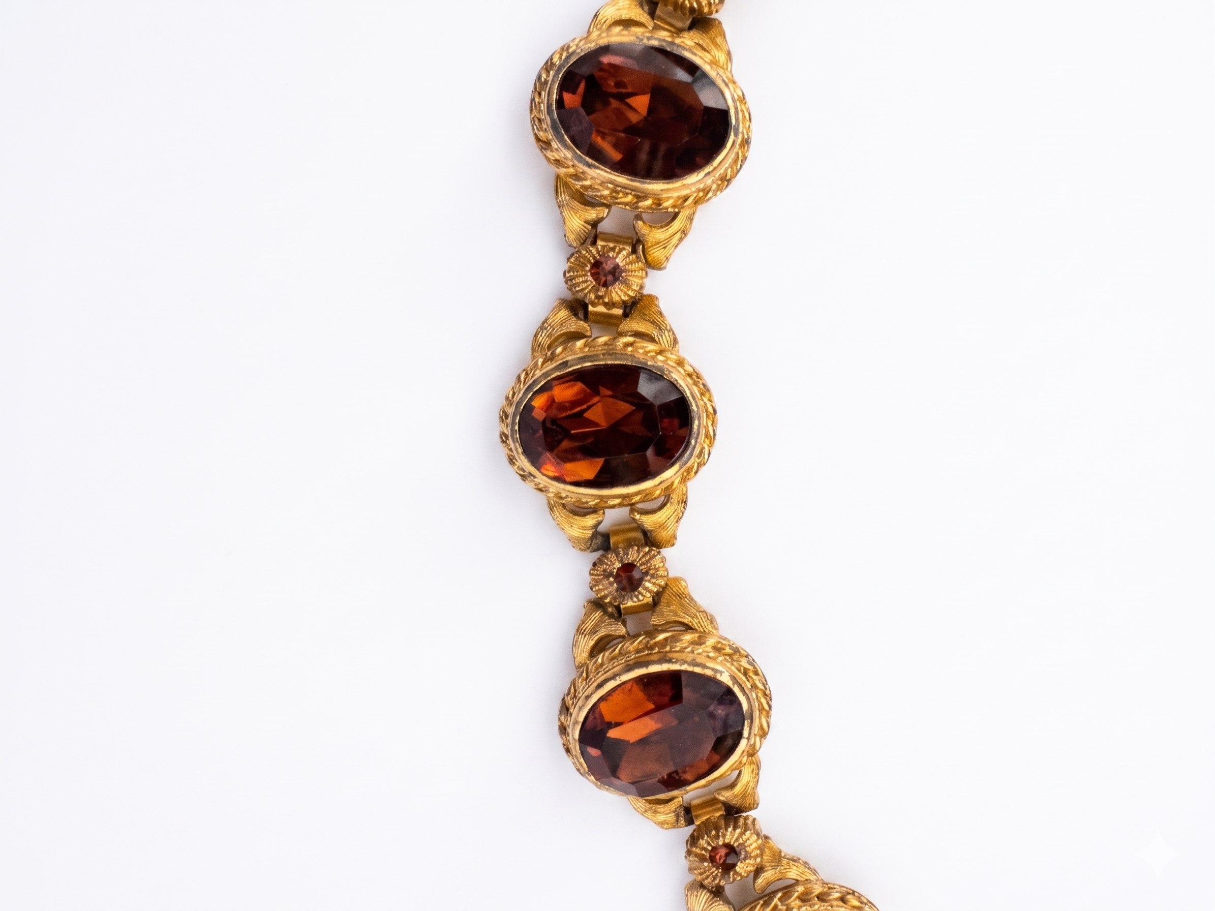 Mid-Century Revival Garnet Glass Link Bracelet