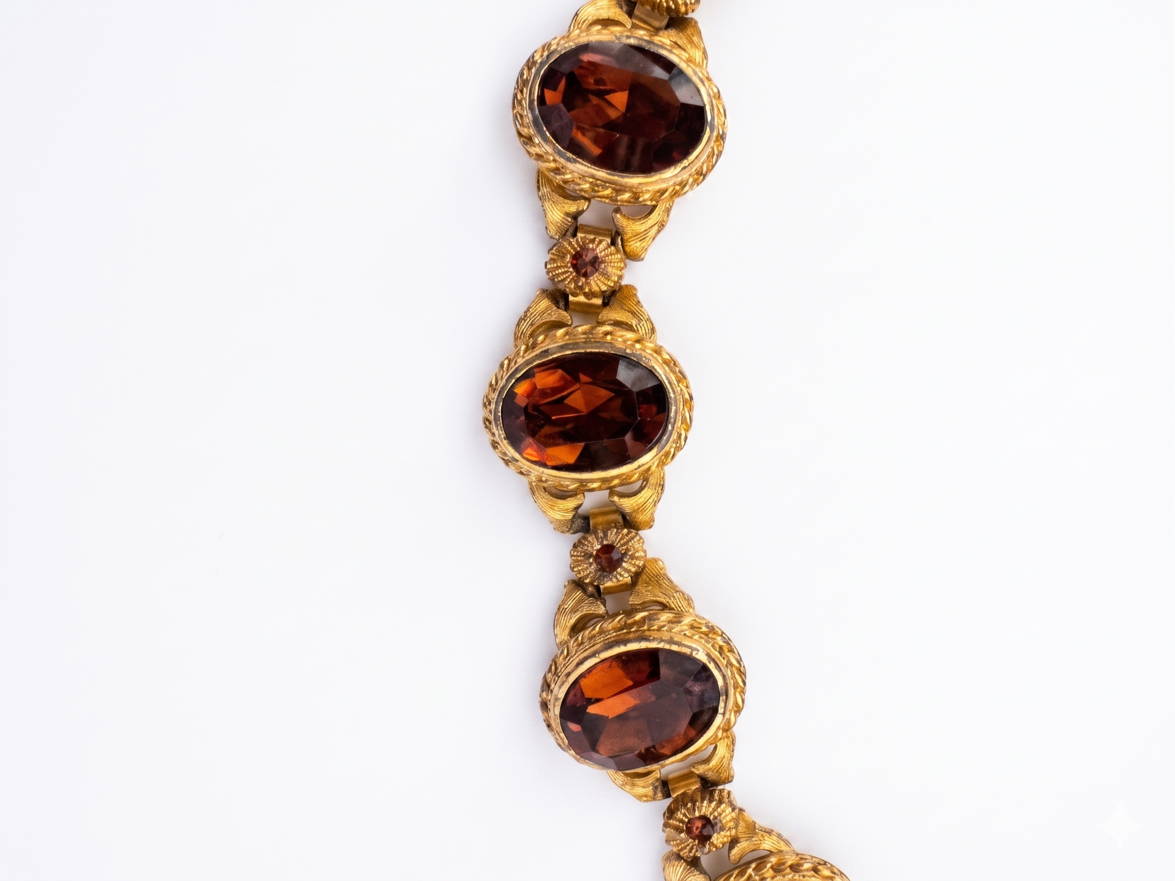 Mid-Century Revival Garnet Glass Link Bracelet