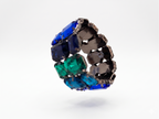 Vintage Emerald and Sapphire Glass Stone Statement Bracelet