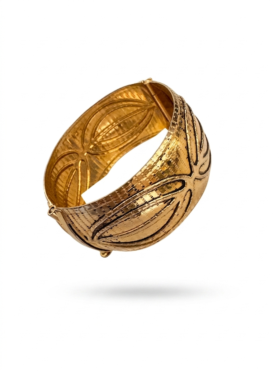 Vintage Etruscan Revival Gold Engraved Hinged Bangle