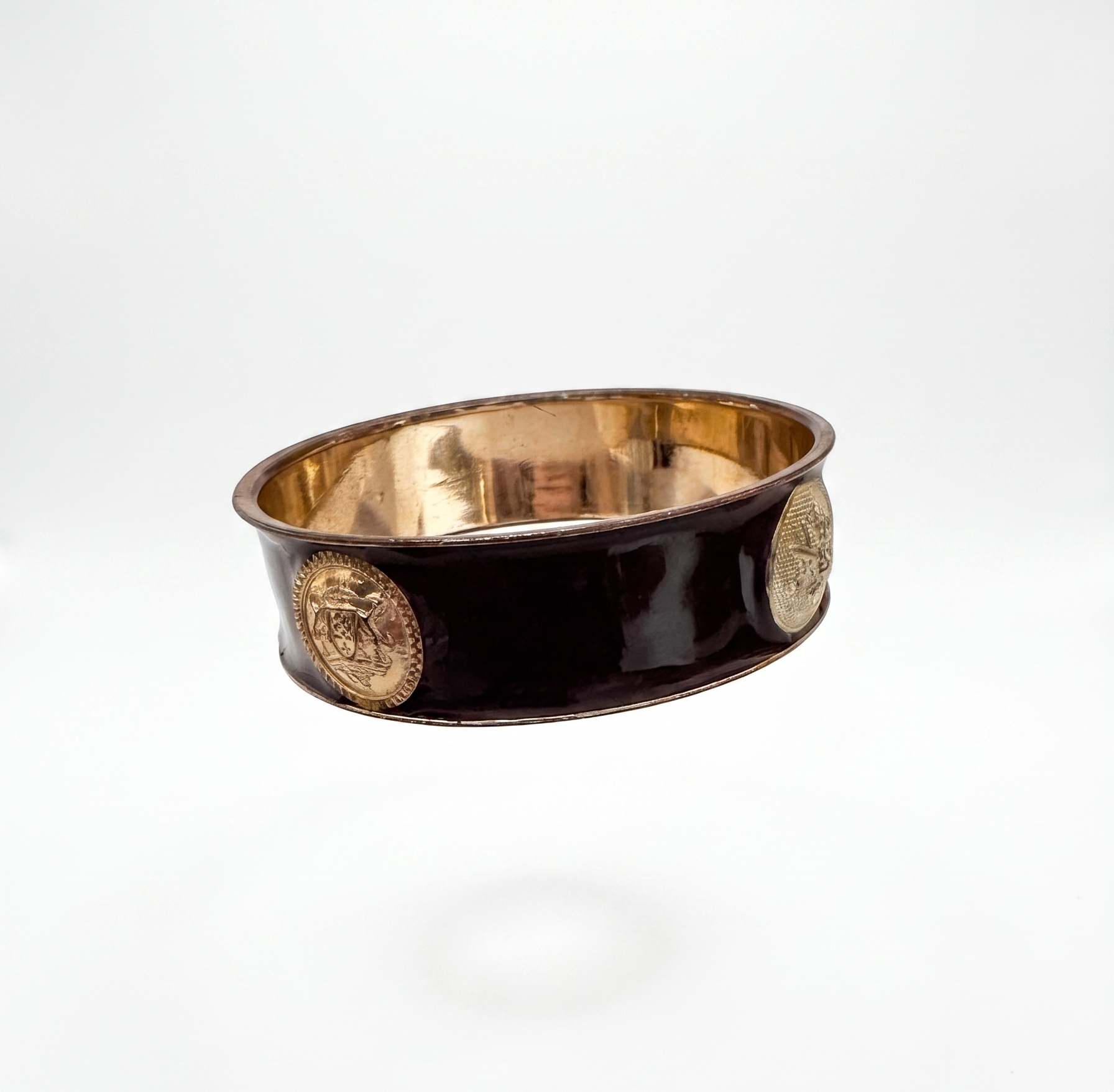 Vintage 1980s Equestrian Military Enamel Crest Bangle