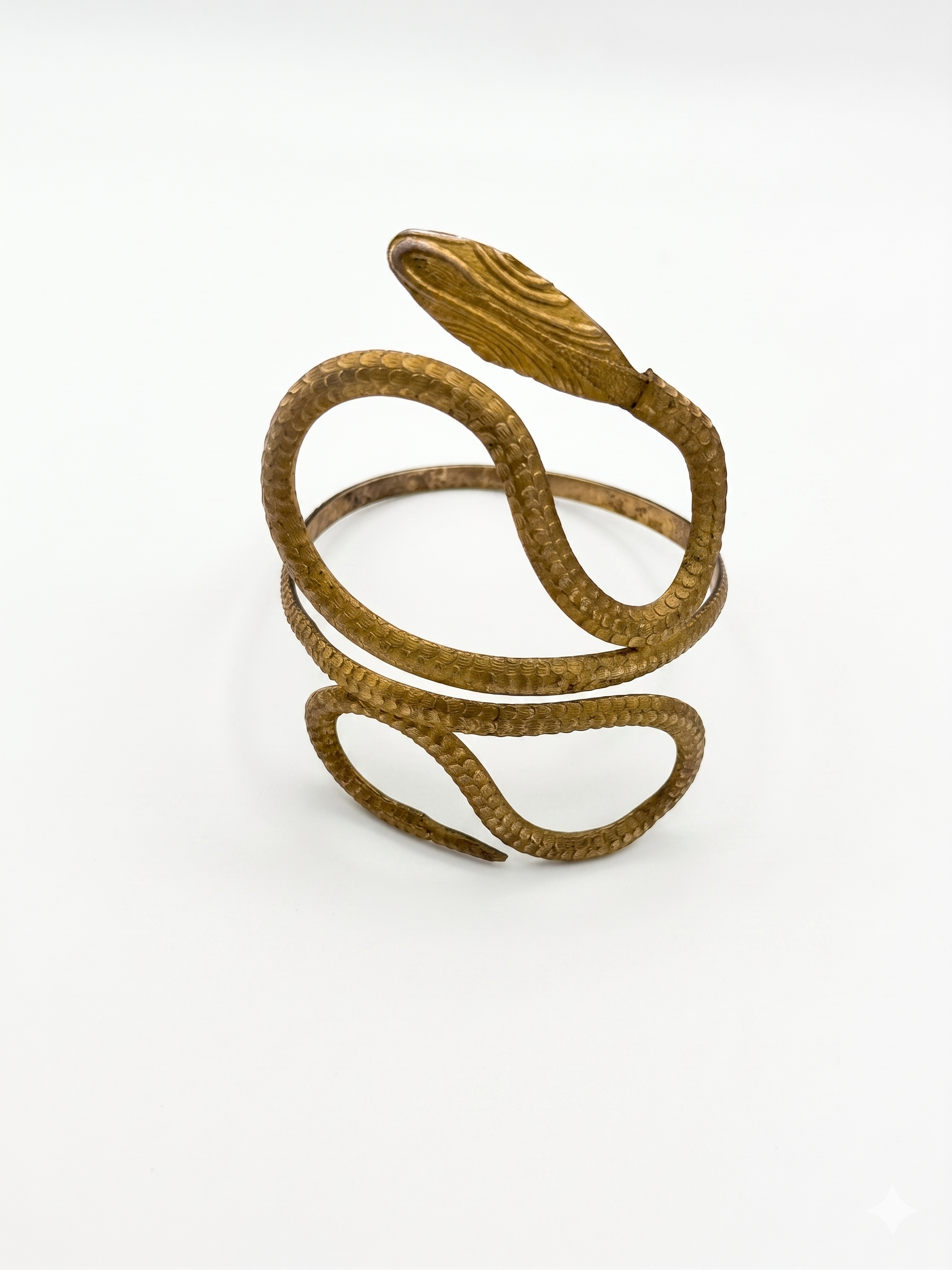 Ancient Egyptian Revival Gold-Plated Serpent Arm Cuff