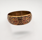 Vintage Bohemian Hand-Painted Enamel Floral Brass Bangle