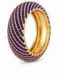 Vintage Gold Tone and Purple Crystal Dome Cuff Bracelet