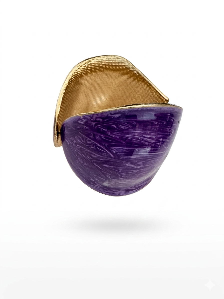 Vintage Gold and Purple Hinged Statement Bracelet