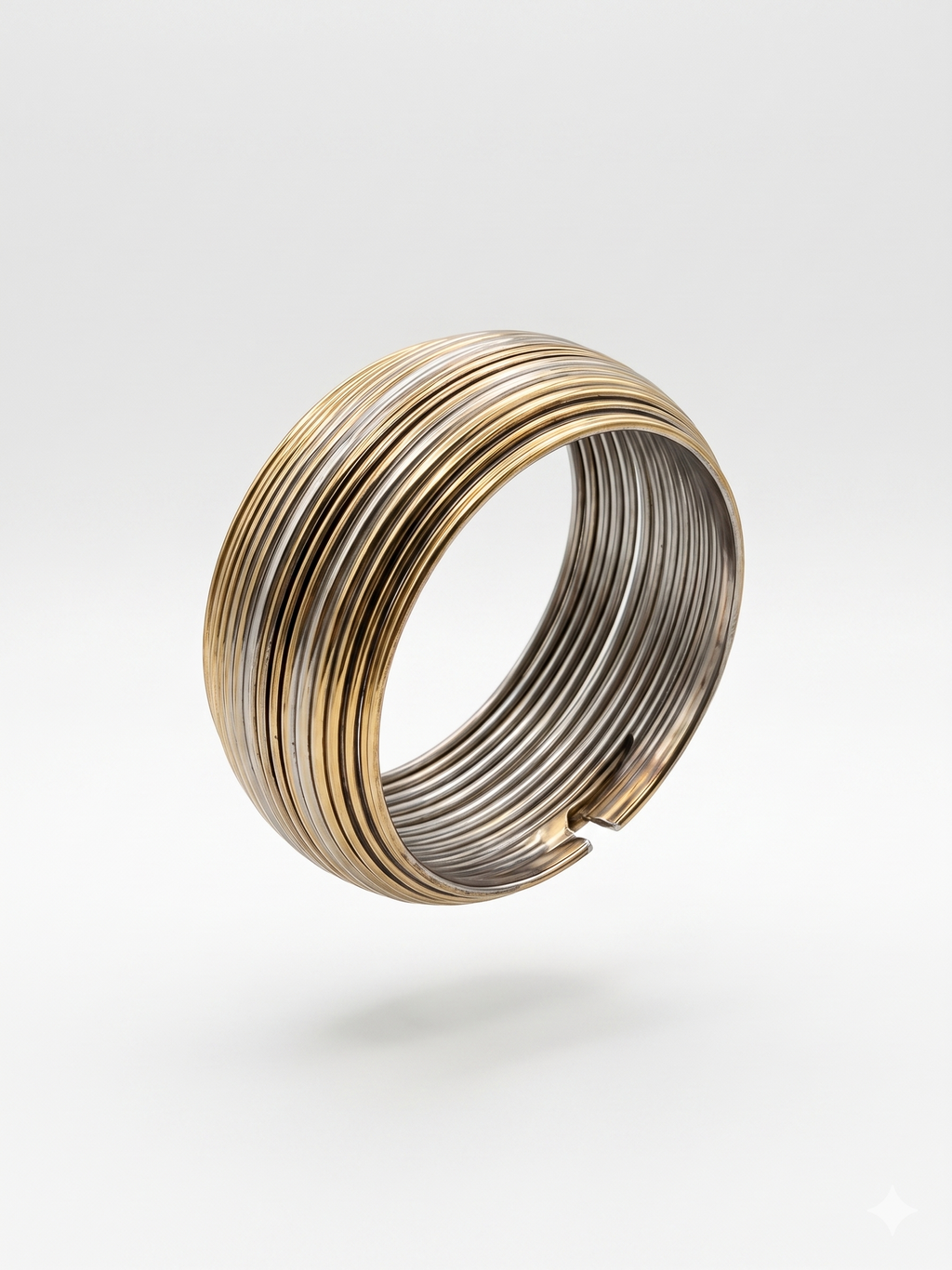 Vintage Two-Tone Mixed Metal Industrial Tubogas Coil Cuff