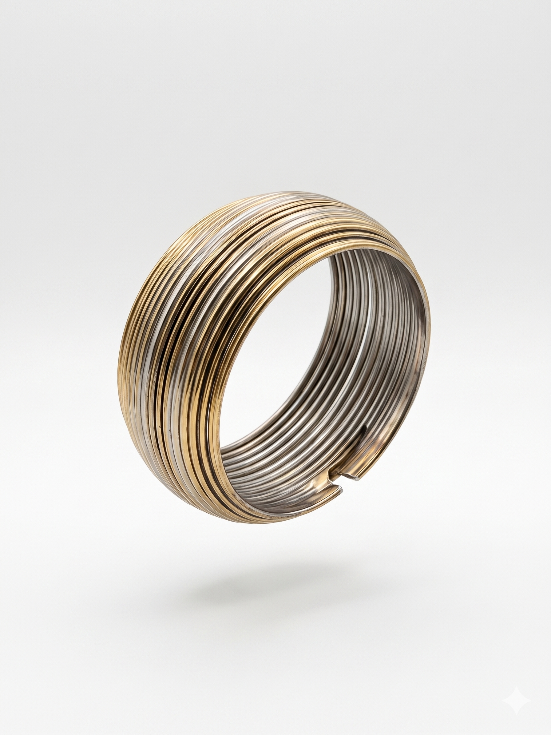 Vintage Two-Tone Mixed Metal Industrial Tubogas Coil Cuff